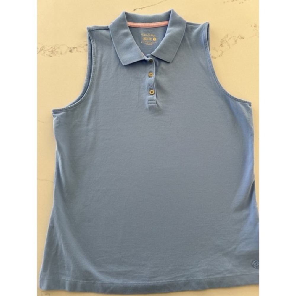 Lilly Pulitzer Luxletic Blue Collared Tank Top Size medium
